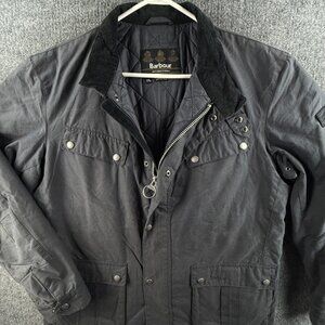 Barbour International Duke TR Waxed Jacket Women Full Zip 2XL Blue Insulated